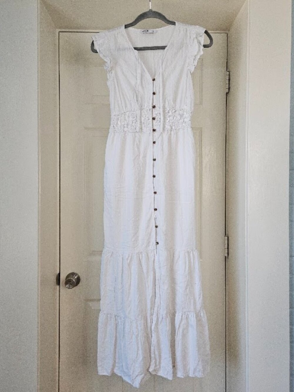 Sonoma white fairycore cottagecore euro garden coastal boho Swiss Dot maxi dress
